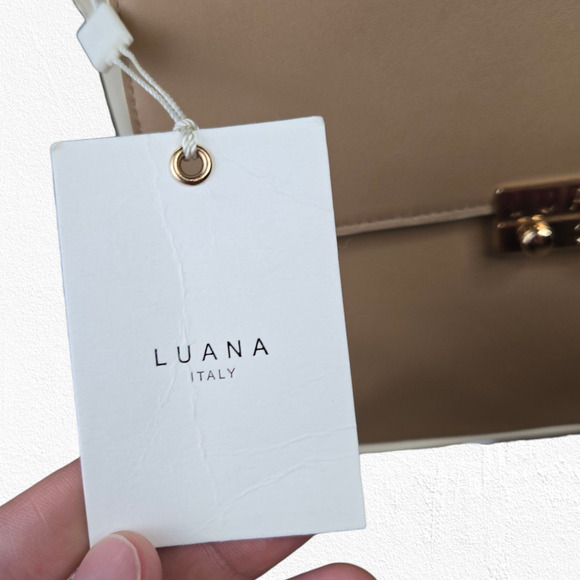 LUANA Beige White Gold Hardware Adjustable Strap Italy Leather Crossbody Bag - Picture 5 of 16